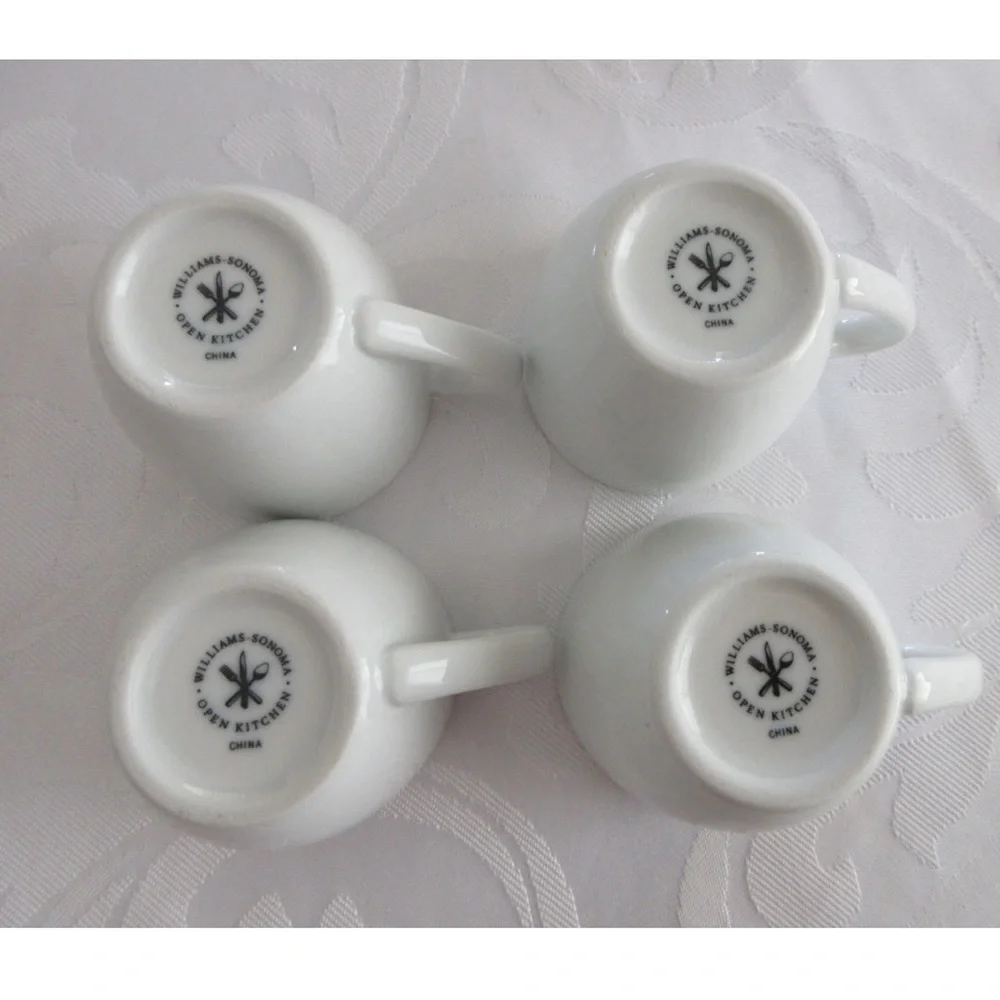 Williams Sonoma Open Kitchen White Espresso/Cappuccino/Coffee Cups Set of 4 New
